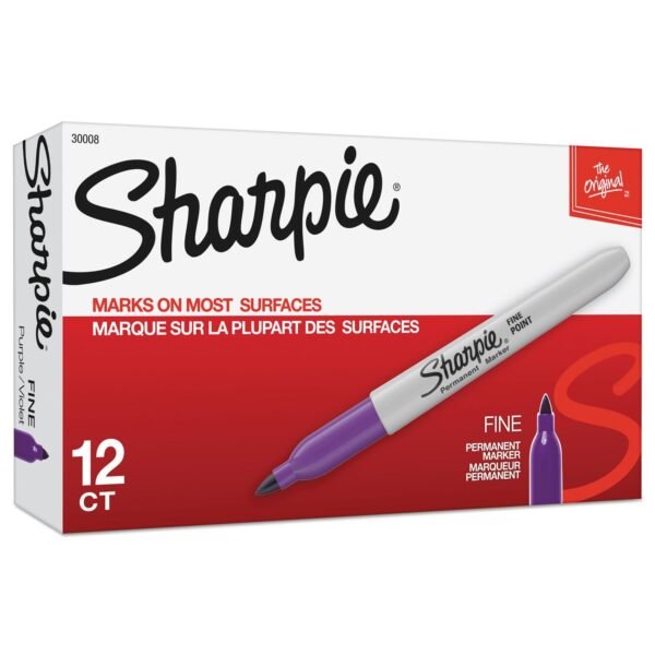 Sharpie Fine Tip Permanent Marker, Fine Bullet Tip, Purple, Dozen (30008)