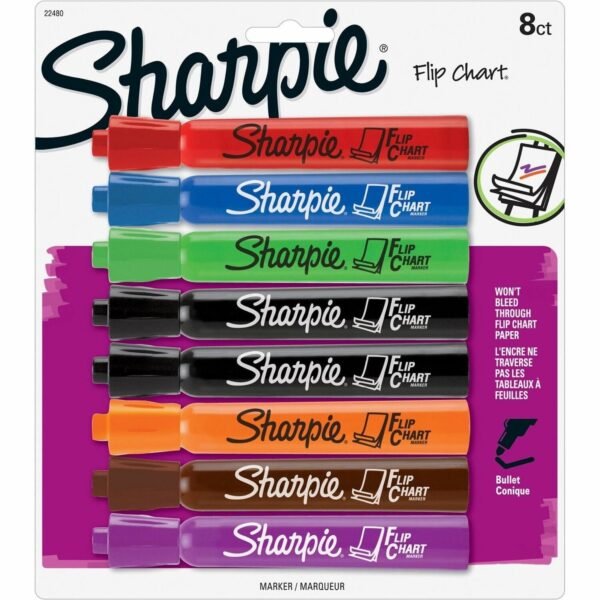 Sharpie Flip Chart Marker Bullet Marker Point - Assorted Ink - Water Based - 8 / Pack (22480PP)