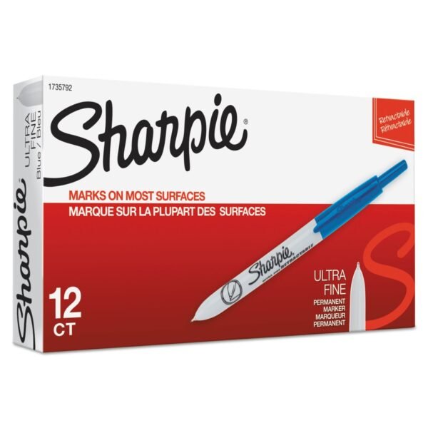 Sharpie Retractable Permanent Marker, Extra-Fine Needle Tip, Blue (1735792)