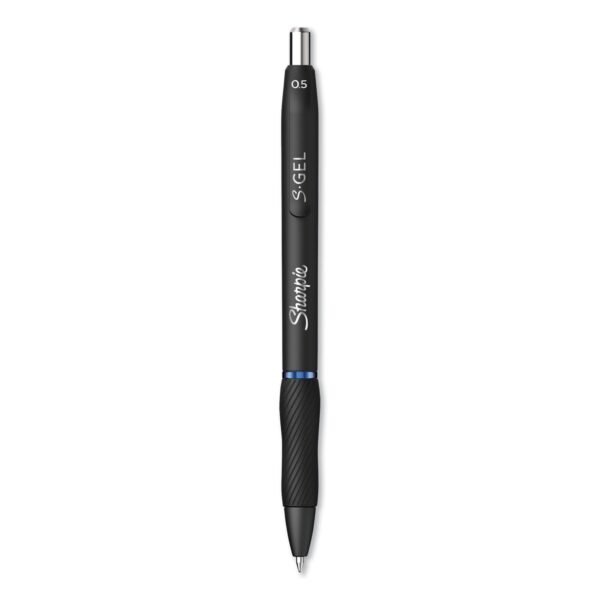 Sharpie S-Gel High-Performance Gel Pen, Retractable, Fine 0.5 mm, Blue Ink, Black Barrel, Dozen (2096146)