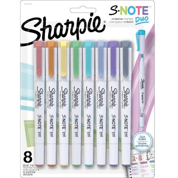 Sharpie S-Note Duo Dual-Tip Markers Chisel, Bullet Marker Point - Assorted Ink - 8 / Pack (2154173)
