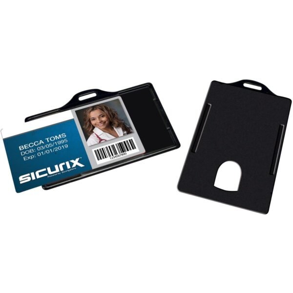SICURIX Horizontal Black Frame ID Card Holder Horizontal - Plastic - Black - 25 / Pack (68310)
