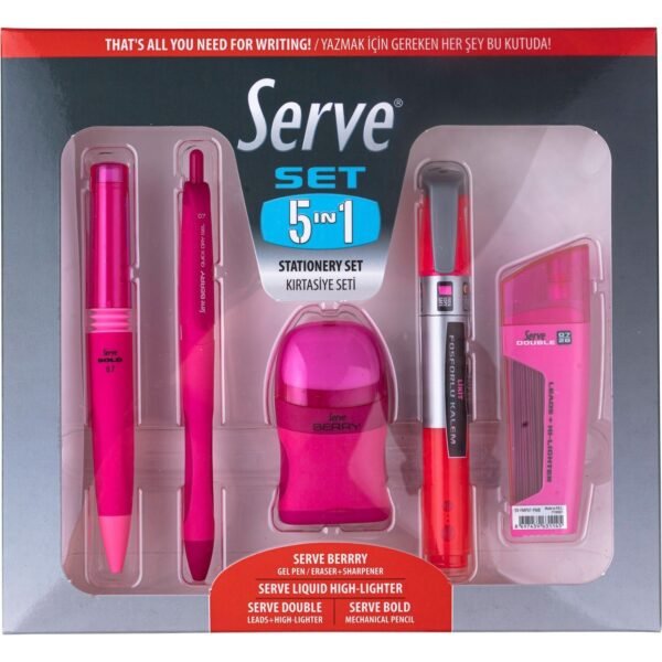 So-Mine Serve 5 in 1 Stationery Set Pink - 5 / Pack (5IN1SET07FP)