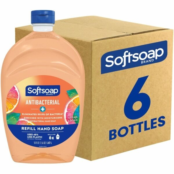 Softsoap Antibacterial Hand Soap Crisp Clean Scent - 1.56 quart - Bacteria Remover - Hand, Skin, Kitchen, Bathroom - Moisturizing - Antibacterial - Orange - Refillable,...