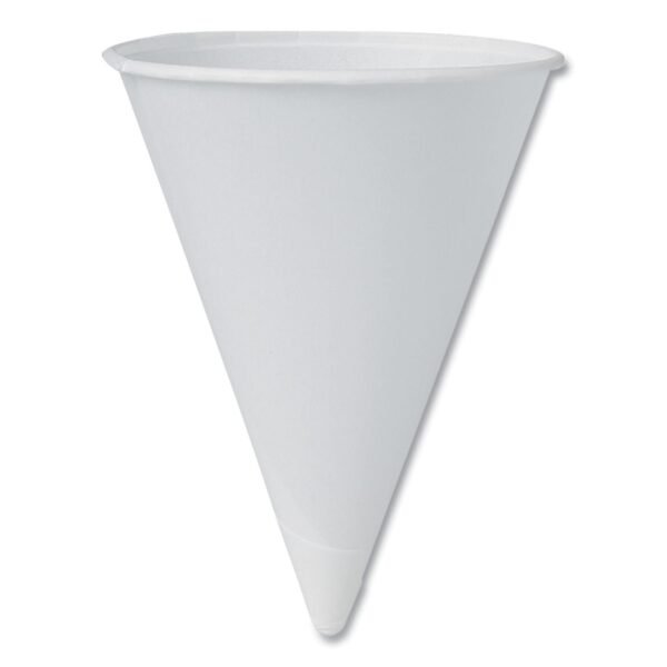 SOLO Cone Water Cups, ProPlanet Seal, Cold, Paper, 4 oz, Rolled Rim, White, 200/Bag, 25 Bags/Carton (4R2050)