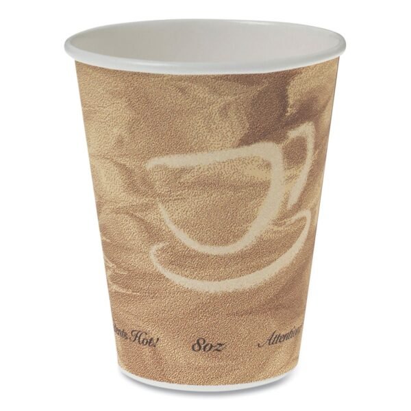 SOLO Mistique Polycoated Hot Paper Cups, 8 oz, Printed, Brown, 50/ Sleeve, 20 Sleeves/Carton (378MS)