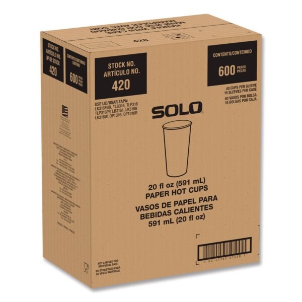 SOLO Recycled Content PCF Paper Hot Cups, ProPlanet Seal, 20 oz, White/Blue, 600/Carton (420RCPLANET)