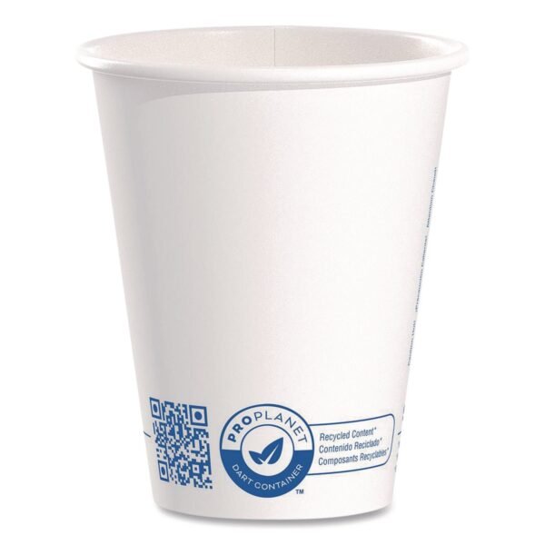 SOLO Recycled Content PCF Paper Hot Cups, ProPlanet Seal, 8 oz, White, 50/Pack (378RCPLANEPK)