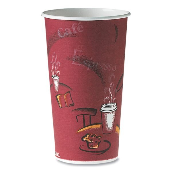 SOLO Single-Sided Poly Paper Hot Cups, 20 oz, Bistro Design, 600/Carton (420SI)