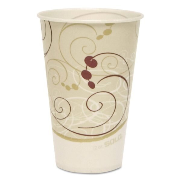 SOLO Symphony Treated-Paper Cold Cups, ProPlanet Seal, 12 oz, White/Beige/Red, 100/Bag, 20 Bags/Carton (R12NSYM)