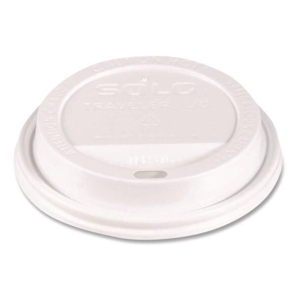 SOLO Traveler Hot Cup Lids, Fits 12 oz to 16 oz Hot Cups, Plastic, White, 100/Pack (896404)