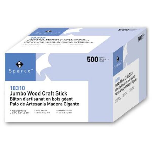Sparco Jumbo Craft Sticks Multipurpose - 0.05" Height x 5.90" Width x 0.70" Depth - Brown - Wood - 500 / Box (18310)