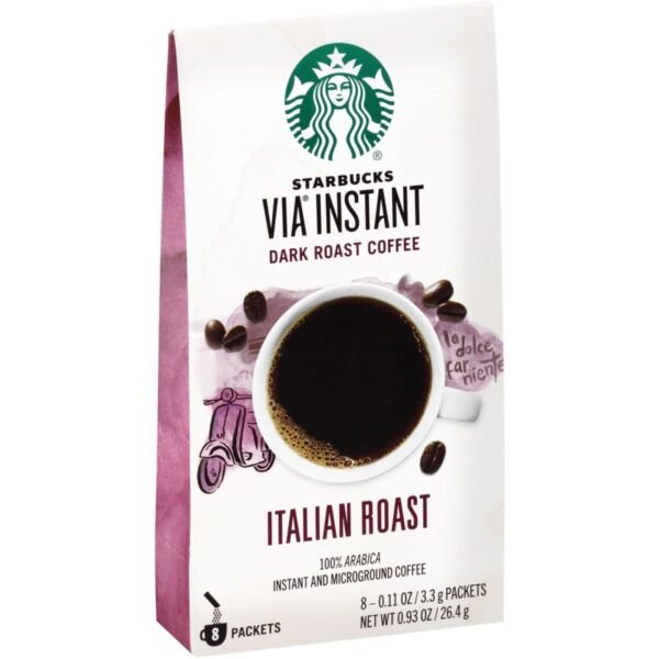 Starbucks Portion Pack VIA Ready Brew Italian Roast Coffee Bold - 0.1 oz - Portion Pack - Italian Roast - 8 / Box (12407838)