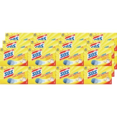 Steel Wool Soap Pad, Steel, 4/Box, 24 Boxes/Carton