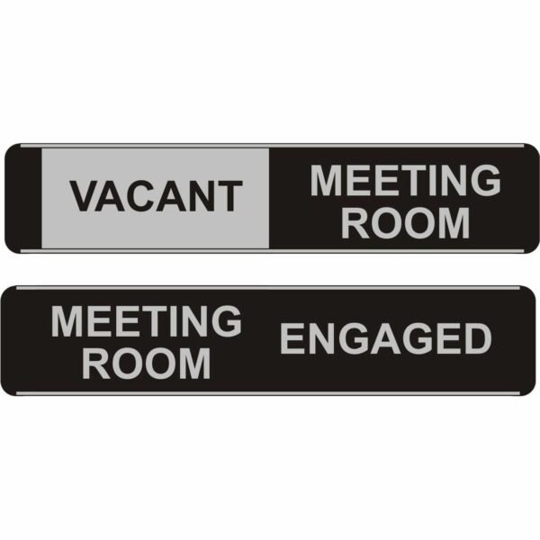 Stewart Superior Conference Room Sign Print/Message "Meeting Room" , "Engaged" , "Meeting Room" , "Vacant" - 10" Width x 2" Height - Self-adhesive - Conference - Aluminum,...