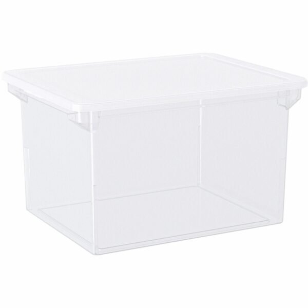 Storex Plastic File Tote Storage Box External Dimensions: 14" Width x 18.3" Depth x 10.5" Height - 35 lb - 9.25 gal - Snap-on, Lid Closure - Plastic - Clear - For File, Letter,...