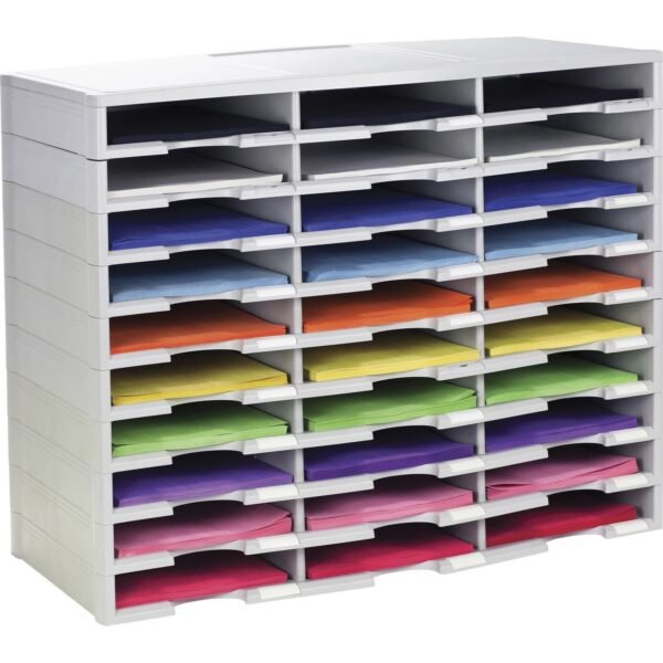 Storex Stackable Literature Sorter 15000 x Sheet - 30 Compartment(s) - Compartment Size : 9.50" x 12" - 25.50" Height x 14.13" Width31.38" Length - Gray - Plastic - 1 Each...