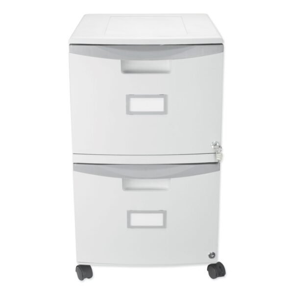 Storex Two-Drawer Mobile Filing Cabinet, 2 Legal/Letter-Size File Drawers, Gray, 14.75" x 18.25" x 26" (61310B01C)