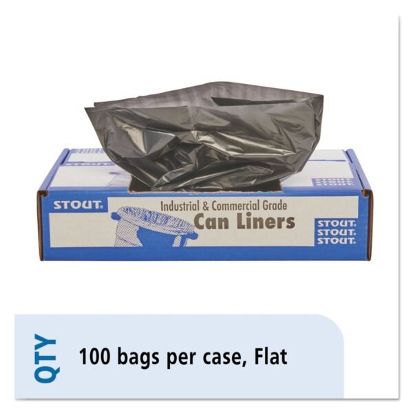 Stout by Envision Total Recycled Content Plastic Trash Bags, 65 gal, 1.5 mil, 50" x 51", Black/Brown, 100/Carton (T5051B15)