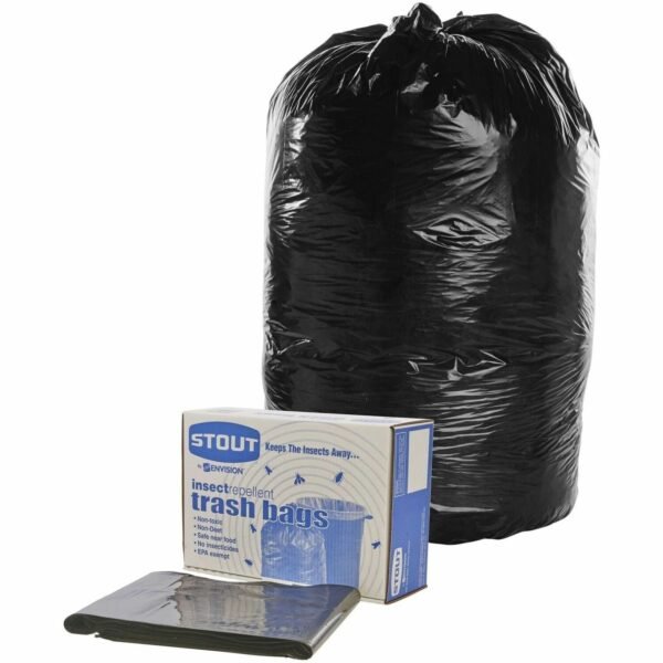 Stout Insect Repellent Trash Liners 30 gal Capacity51.18 mil (1300 Micron) Thickness - Black - Multipurpose - Recycled - 10 / Box (P3340K13R)