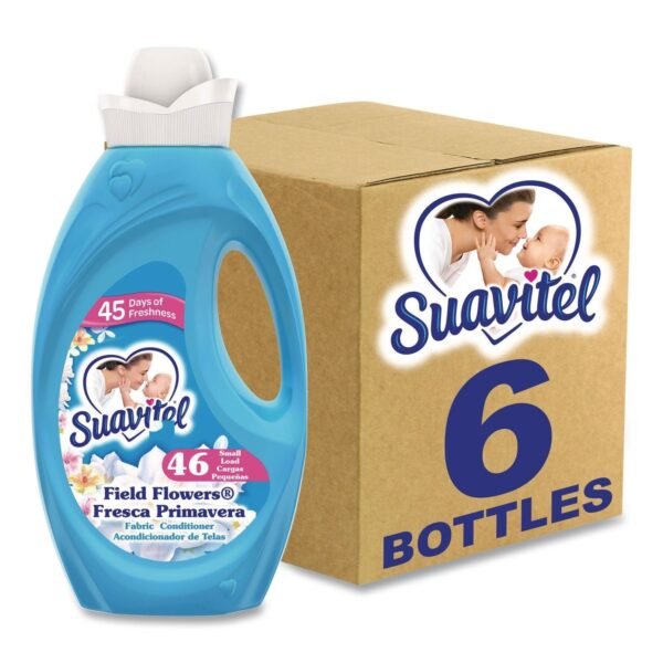 Suavitel Fabric Softener, Floral Scent, 46 oz Bottle, 6/Carton (61034387CT)