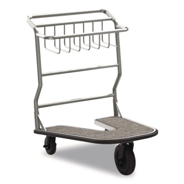 Suncast Commercial Nesting Luggage Cart with Carpeted Platform, 300 lb Capacity, 27 x 37 x 37.5, Silver/Black (MLCNC600)