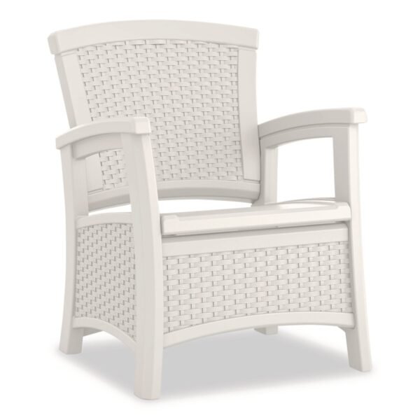 Suncast Elements Club Chair with Storage, Supports Up to 300 lb, 17" Seat Height, 25.25" x 29.75" x 35.5", Ice Cube (BMCC1800CB)