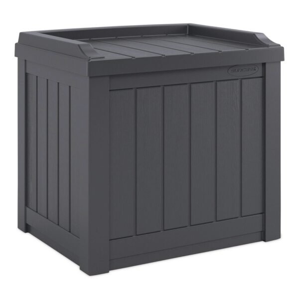Suncast Small Deck Box with Storage Seat, 2.94 cu ft, 22 x 17 x 20.5, Cyberspace (SS601C)