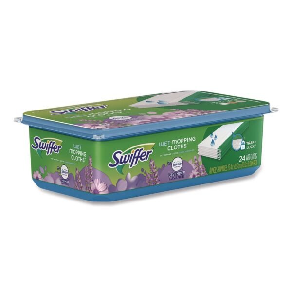 Swiffer Sweeper TRAP + LOCK Wet Mop Cloth, 8 x 10, White, Lavender Scent, 24/Pack (15846)