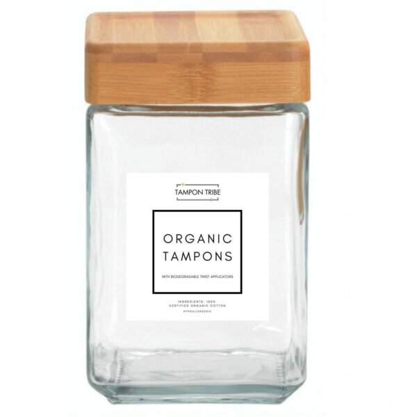 Tampon Tribe Spa Display Jar Clear - Tempered Glass, Bamboo - 4 / Carton (TSPA4)