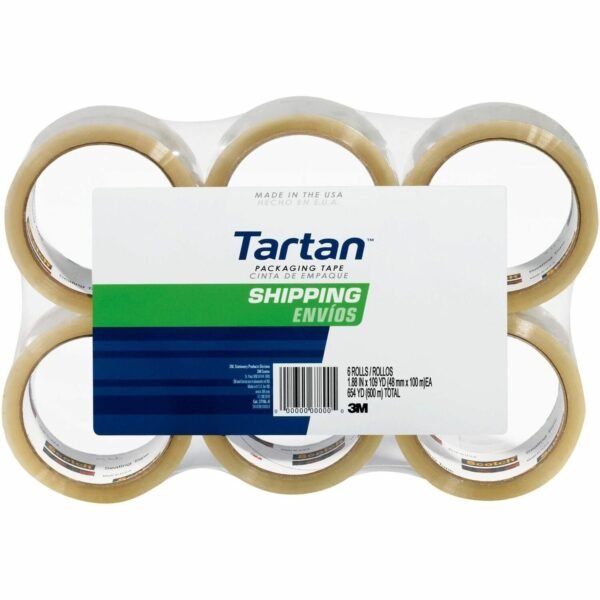 Tartan General-Purpose Packaging Tape 54.60 yd Length x 1.88" Width x 1.9 mil Thickness - 3" Core - Clear - Rubber Resin Backing - Nick Resistant, Abrasion Resistant, Moisture...