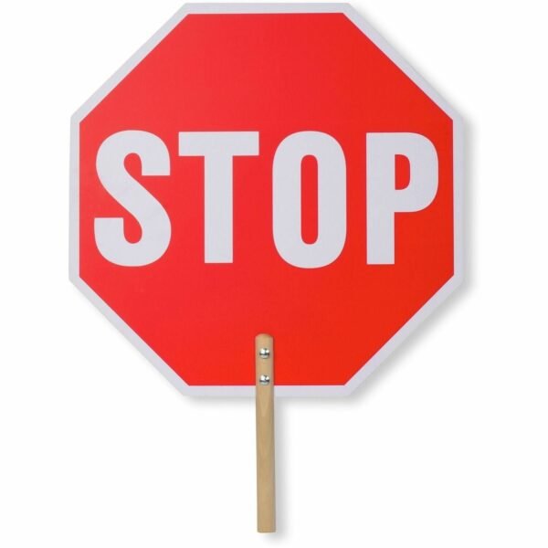 Tatco Handheld Stop Sign Print/Message "Stop" - 18" Width x 18" Height x 0.2" Depth - White Print/Message Color - Double Sided - Weather Proof, Long Lasting, Lightweight,...