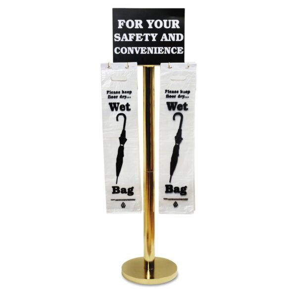 Tatco Wet Umbrella Bag Stand, 16w x 12d x 54.5h, Brass/Black/White (57029)