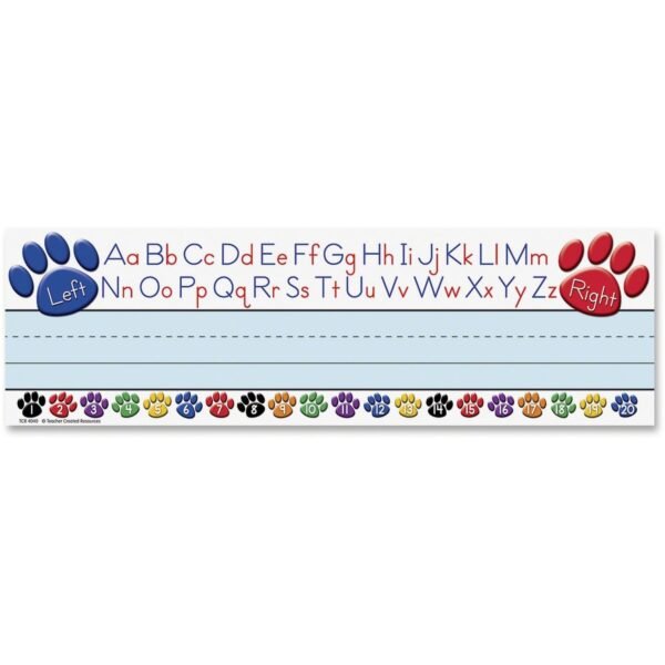 Teacher Created Resources Paw Alphabet Name Plates Skill Learning: Name, Alphabet, Vocabulary, Word - Acid-free - 3.50" Height x 11.50" Width x 11" Length - 36 / Pack (4040)