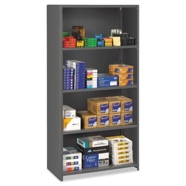 Tennsco Closed Commercial Steel Shelving, Five-Shelf, 36w x 24d x 75h, Medium Gray (ESPC2436MGY)
