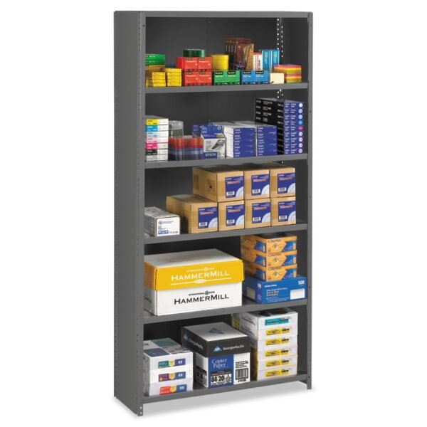 Tennsco Closed Commercial Steel Shelving, Six-Shelf, 36w x 12d x 75h, Medium Gray (ESPC61236MGY)