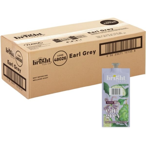 The Bright Tea Co. Earl Grey Black Tea Freshpack Compatible with Flavia Aroma, Flavia Creation 300, FLAVIA Creation 600 - Black Tea - 100 / Carton (48026)