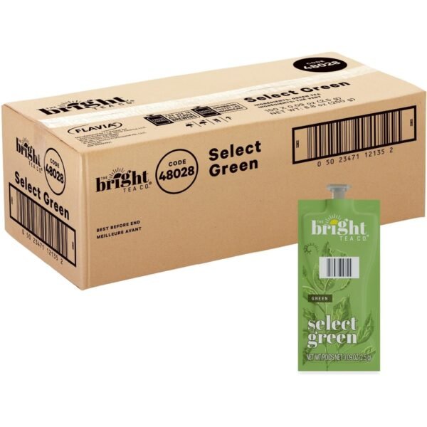 The Bright Tea Co. Select Green Tea Freshpack Compatible with Flavia Aroma, Flavia Creation 300, FLAVIA Creation 600 - Green Tea - 100 / Carton (48028)