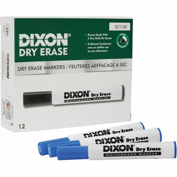 Ticonderoga Dry Erase Markers Broad Chisel, Fine Marker Point - Blue Ink - 12 / Box (92108)