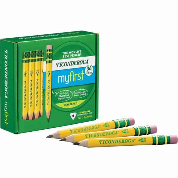Ticonderoga My First Pencil w/Eraser Graphite Lead - HB/#2 - Broad Point - Yellow Barrel - 36 / Pack (X33136)