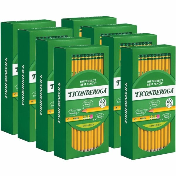Ticonderoga Soft No. 2 Pencils Graphite Lead - HB/#2 - Yellow Barrel - 60 / Box (X13480)