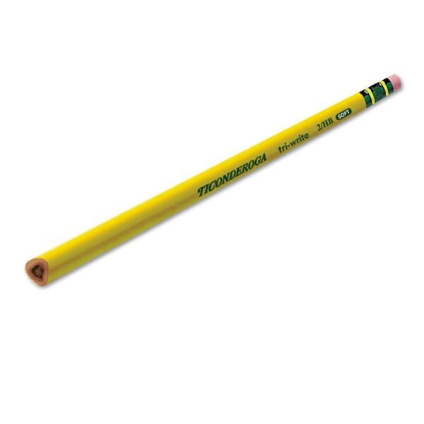 Ticonderoga Tri-Write Triangular Pencil, HB (#2), Black Lead, Yellow Barrel, Dozen Black Lead - 2HB - Yellow Barrel - 12 / Box (13856)