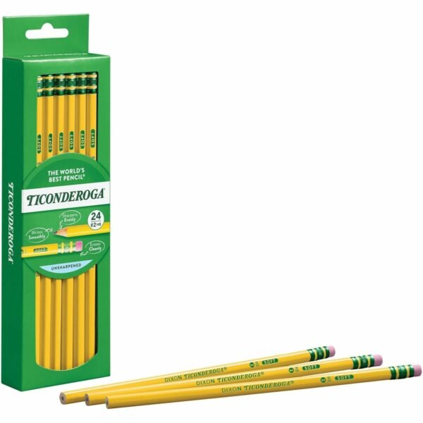 Ticonderoga Wood-Cased Pencils 2HB Lead - Yellow Barrel - 24 / Box (13924)