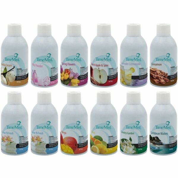 TimeMist Air Freshener Assortment Clean and Fresh, Mango, Citrus, Country Garden, Caribbean Waters, Vanilla, Lavender Lemonade, Dutch Apple/Spice, Spring Flower, Baby Powder,...