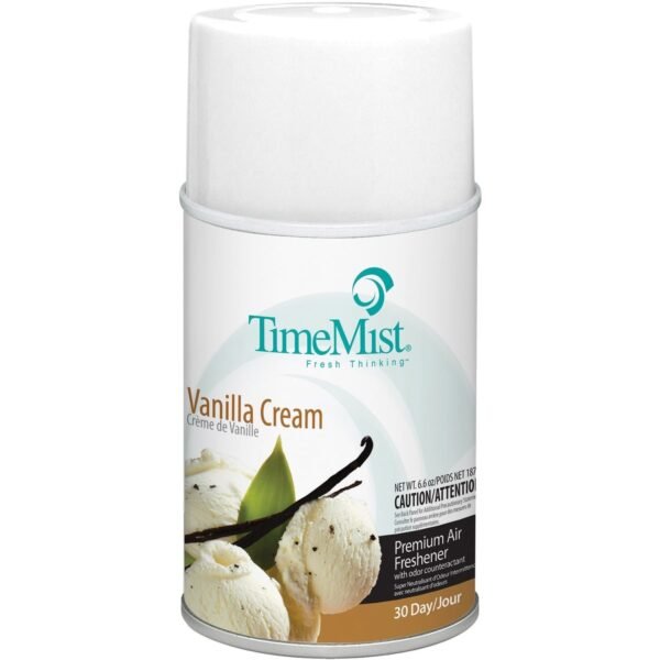 TimeMist Metered 30-Day Vanilla Cream Scent Refill Spray - 6000 ft³ - 5.3 fl oz (0.2 quart) - Vanilla Cream - 30 Day - Long Lasting, Odor Neutralizer - 1 Each (1042737)