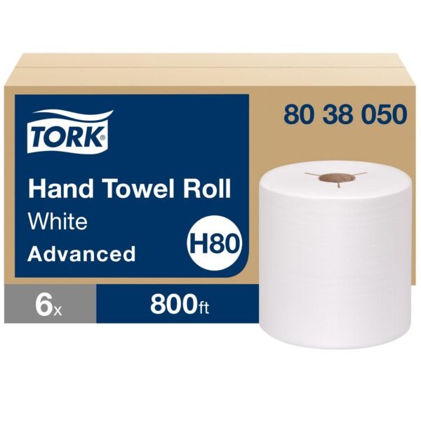 Tork® Advanced Hardwound Roll Paper Towels, 1-Ply, White, 800-ft., 6 Rolls (8038050)
