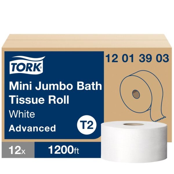 Tork® Advanced Mini Jumbo Toilet Paper, 1-Ply, 1200-ft., 12 Rolls (12013903)