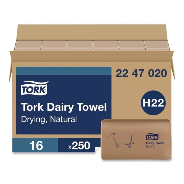 Tork Dairy Towel, 1-Ply, 9.12 x 10.25, Natural, 250 Sheets/Pack, 16 Packs/Carton (2247020)