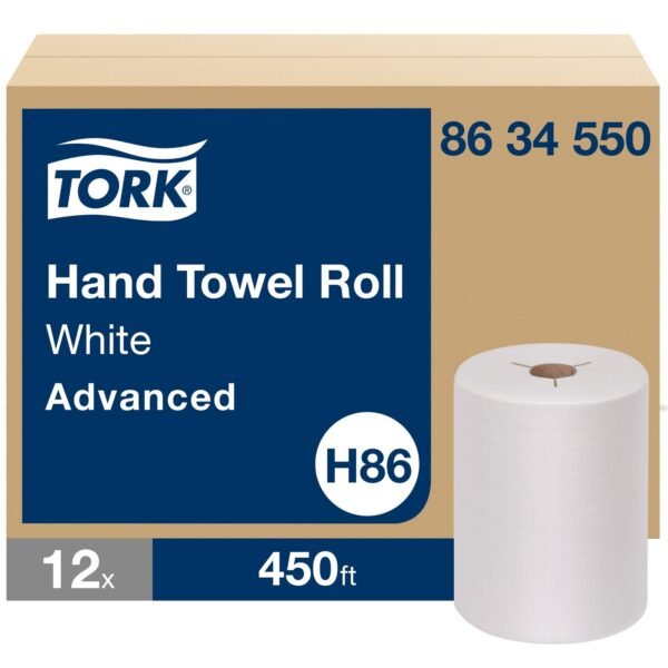 Tork® Hardwound Roll Paper Towels, 1-Ply, White, 450-ft., 12 Rolls (8634550)