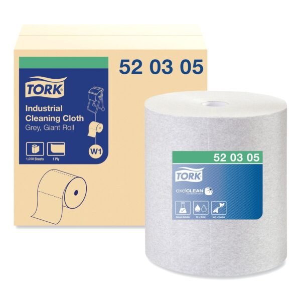Tork® Industrial Cleaning Cloths, 1-Ply, Gray, 1,050 Cloths (520305)